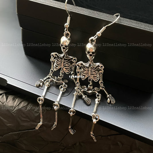 Handmade Silver Skull Crystal Earrings, Perfect Halloween Gift