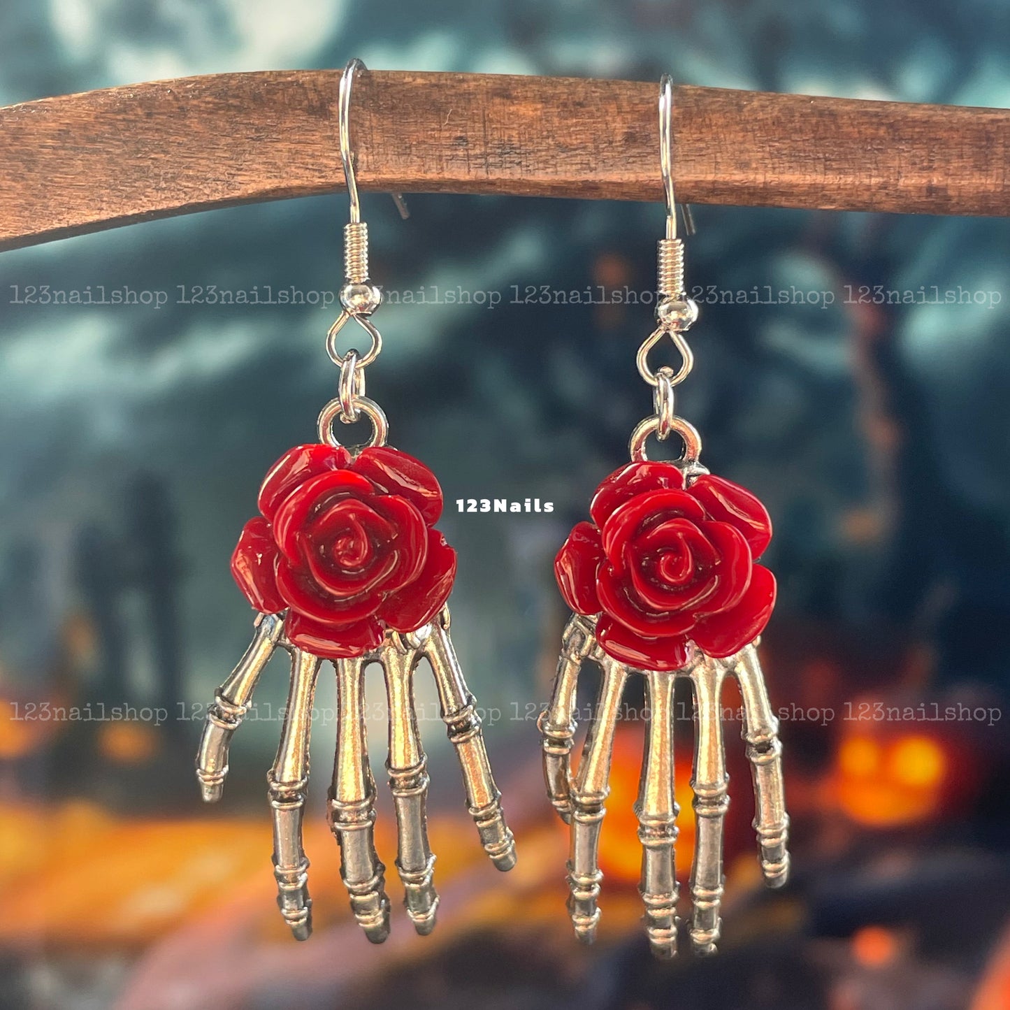 Handmade Halloween Rose Ghost Claw Earrings, Perfect Party Gift