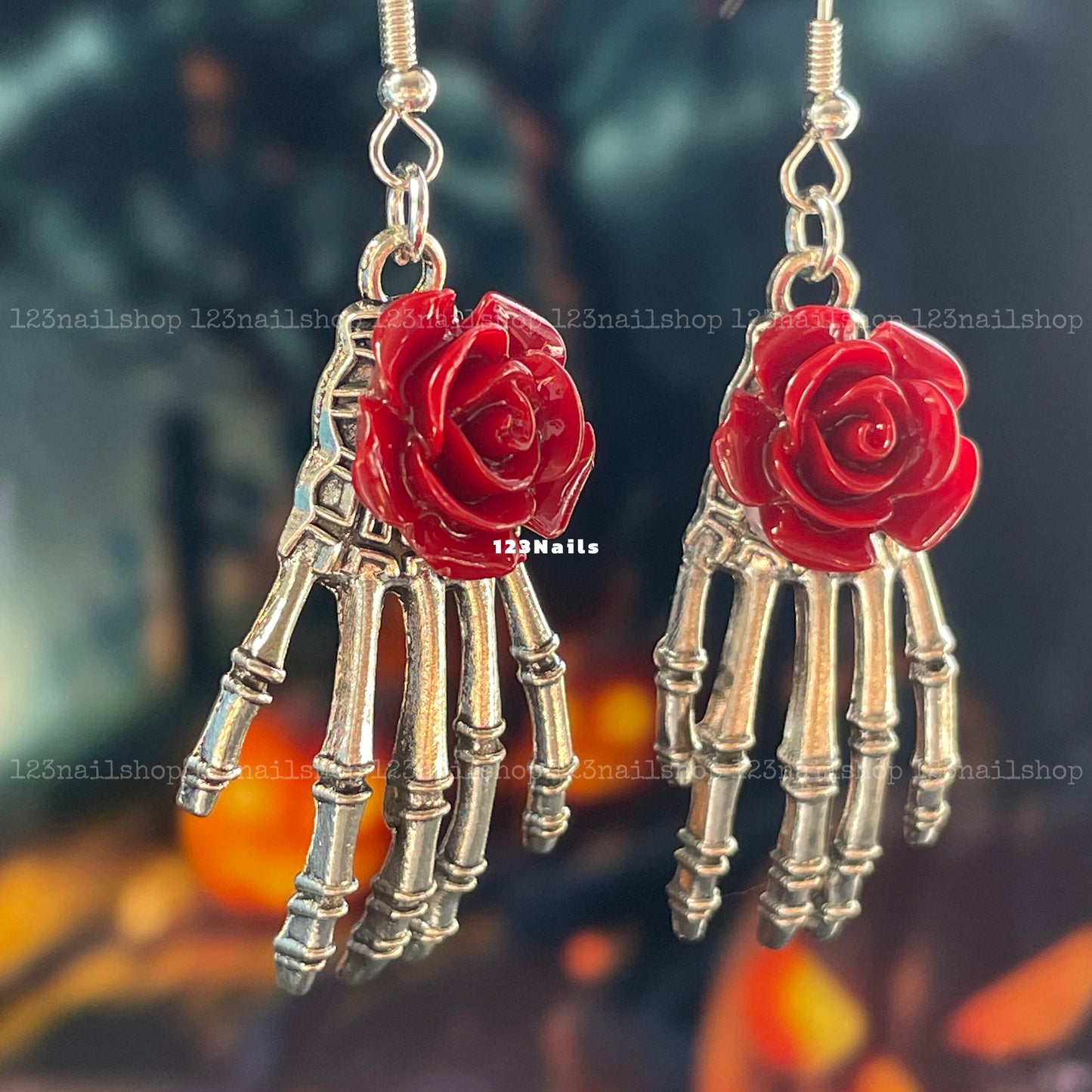 Handmade Halloween Rose Ghost Claw Earrings, Perfect Party Gift