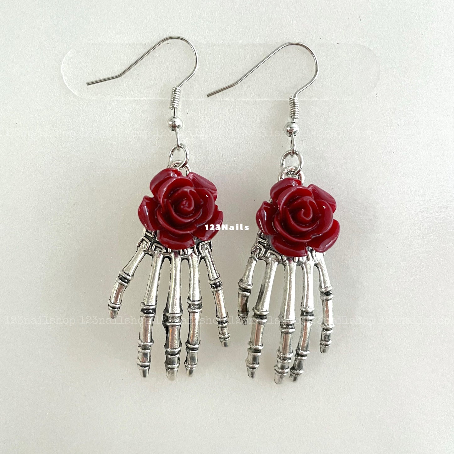 Handmade Halloween Rose Ghost Claw Earrings, Perfect Party Gift