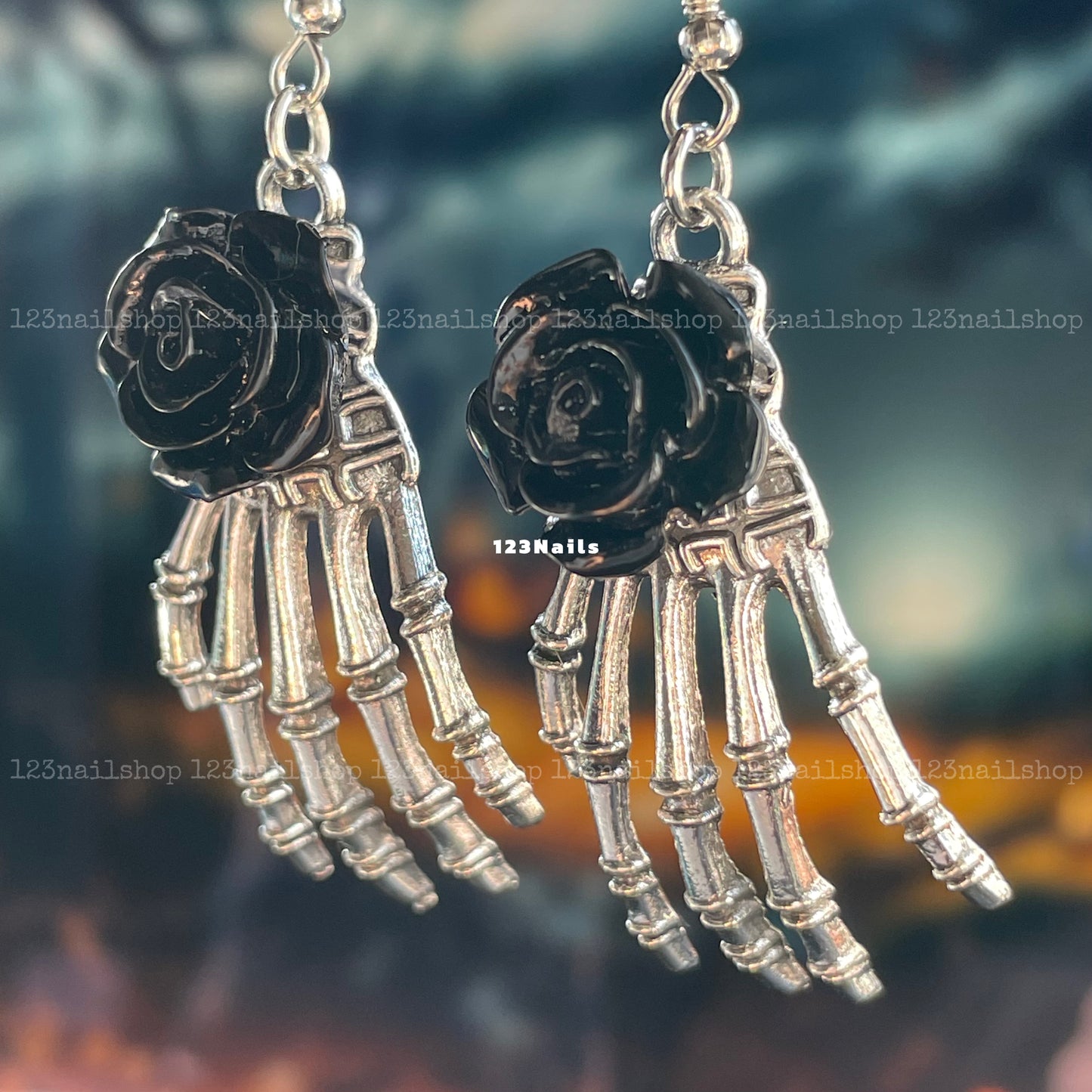 Handmade Halloween Rose Ghost Claw Earrings, Perfect Party Gift