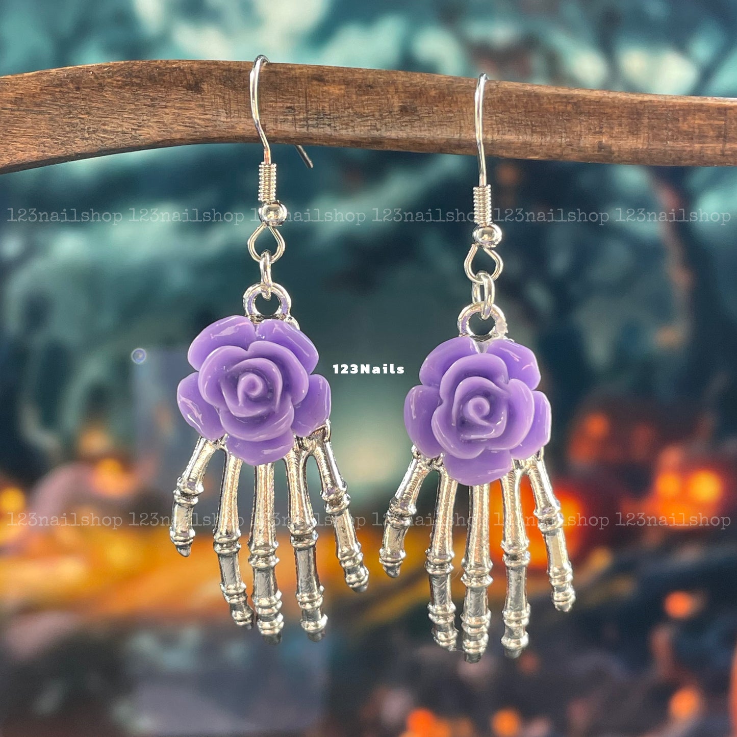 Handmade Halloween Rose Ghost Claw Earrings, Perfect Party Gift