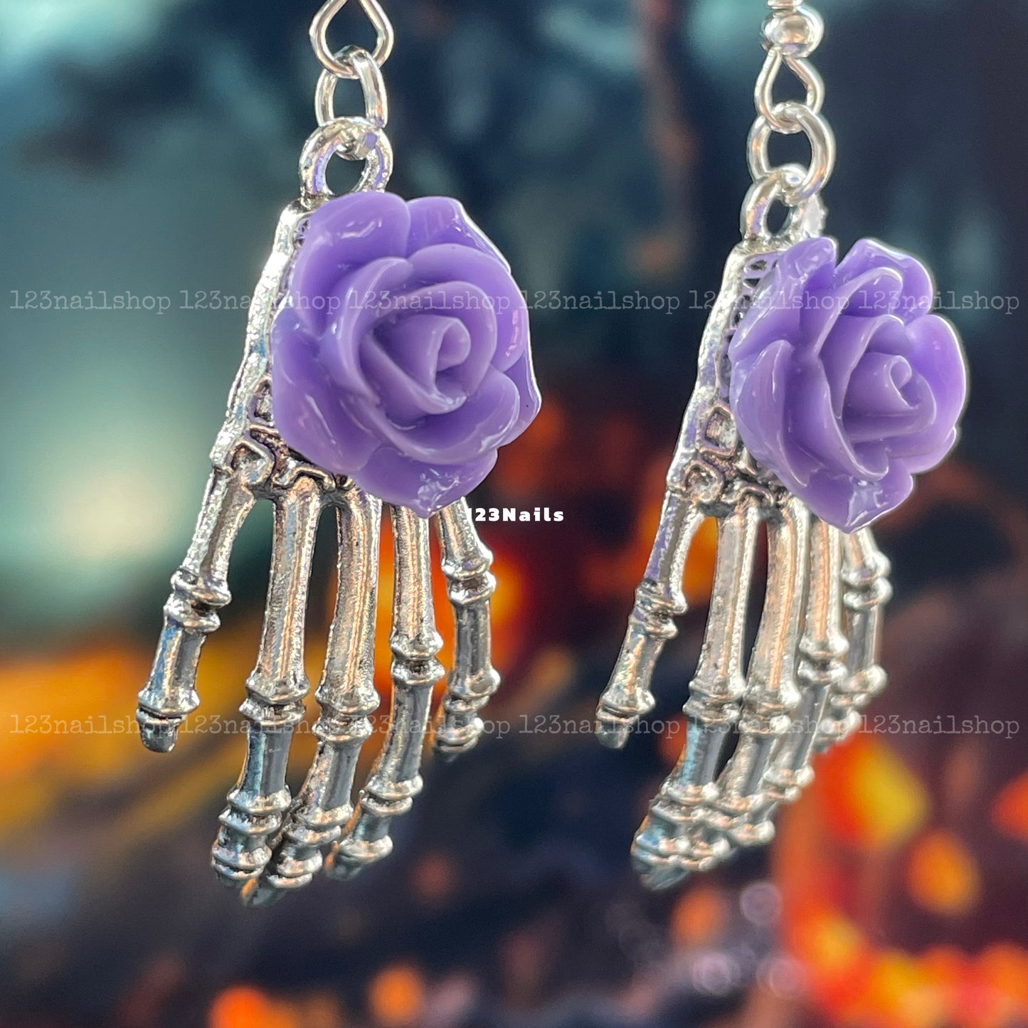 Handmade Halloween Rose Ghost Claw Earrings, Perfect Party Gift