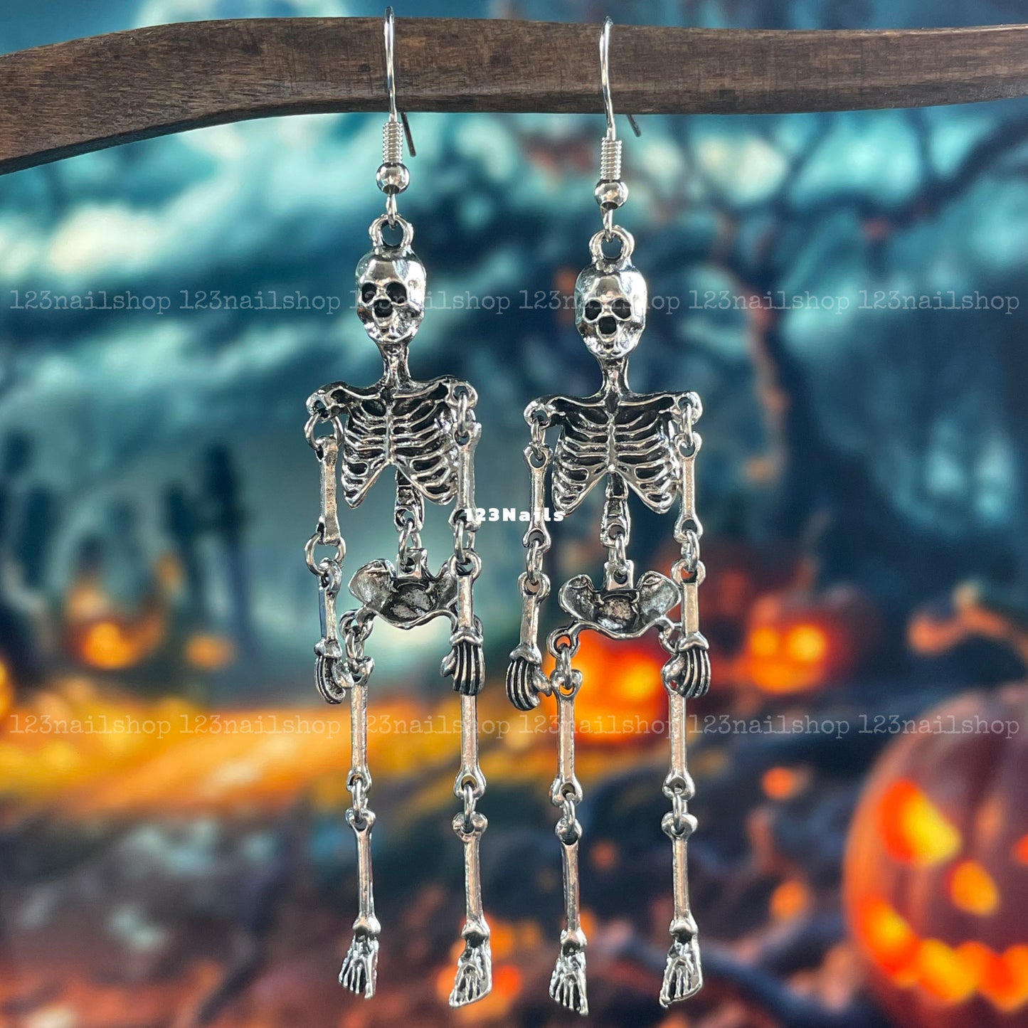 Handmade Silver Skull Crystal Earrings, Perfect Halloween Gift