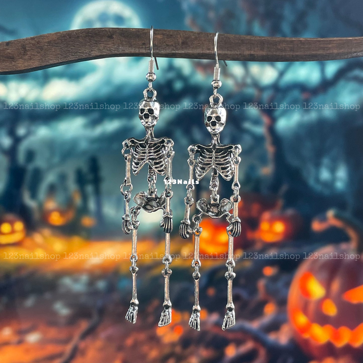 Handmade Silver Skull Crystal Earrings, Perfect Halloween Gift