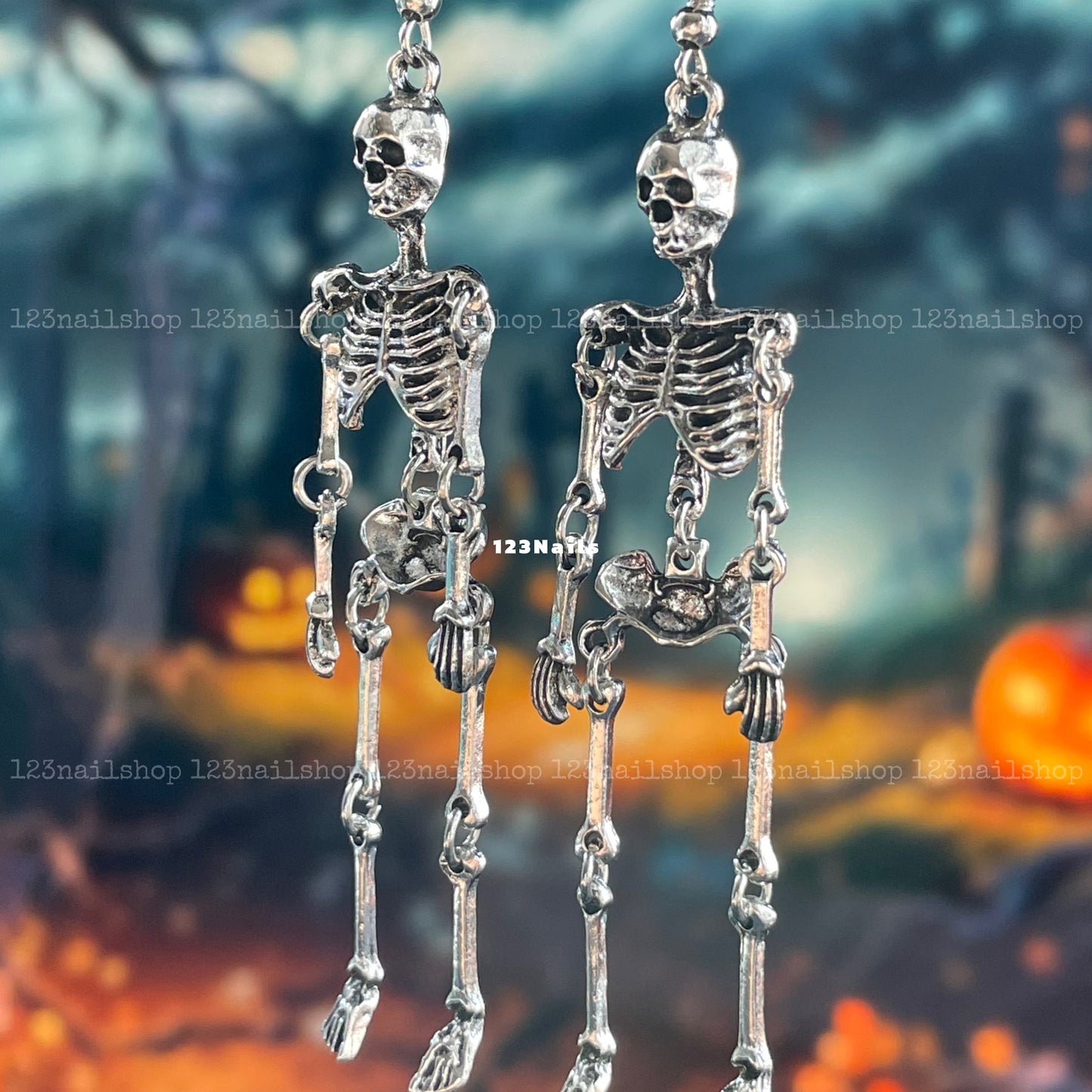 Handmade Silver Skull Crystal Earrings, Perfect Halloween Gift