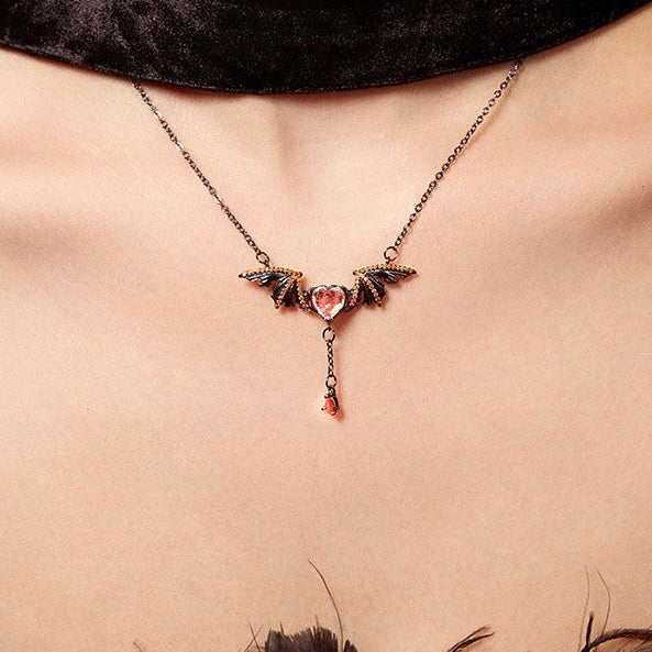 Little Devil Bat Necklace, Unique Sweet and Cool Tassel Design for Halloween