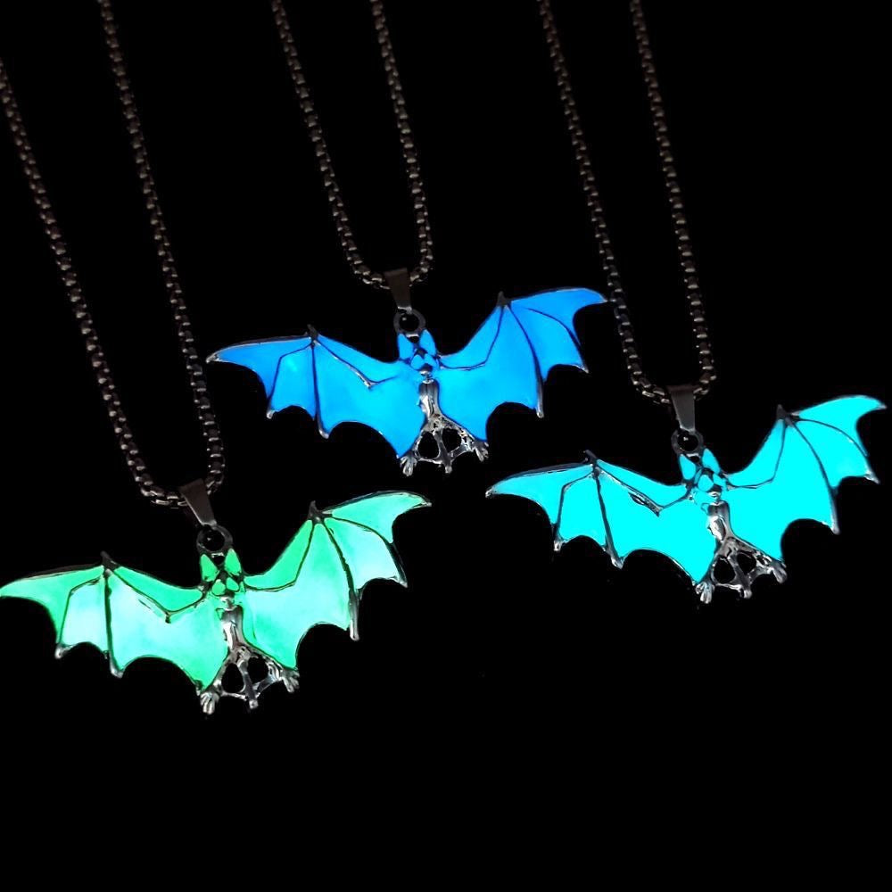 Glow in the Dark Bat Pendant Necklace , Cool Halloween Gift