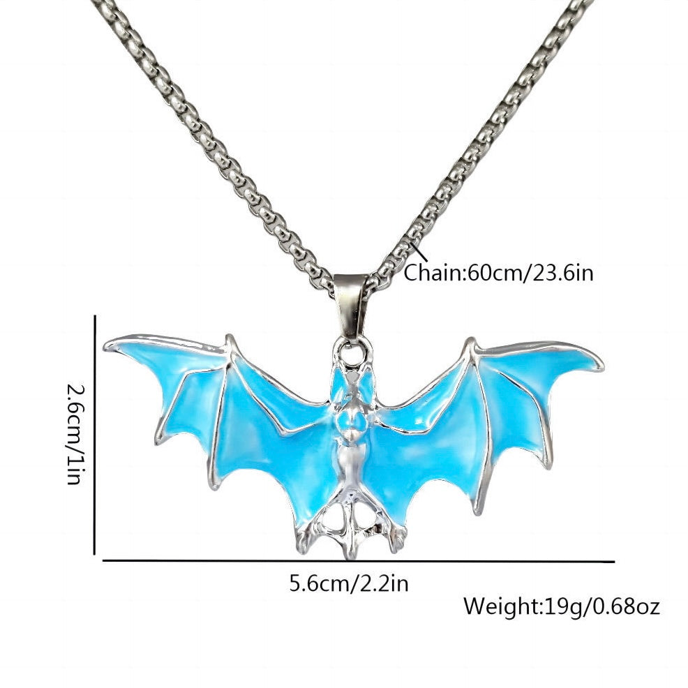 Glow in the Dark Bat Pendant Necklace , Cool Halloween Gift