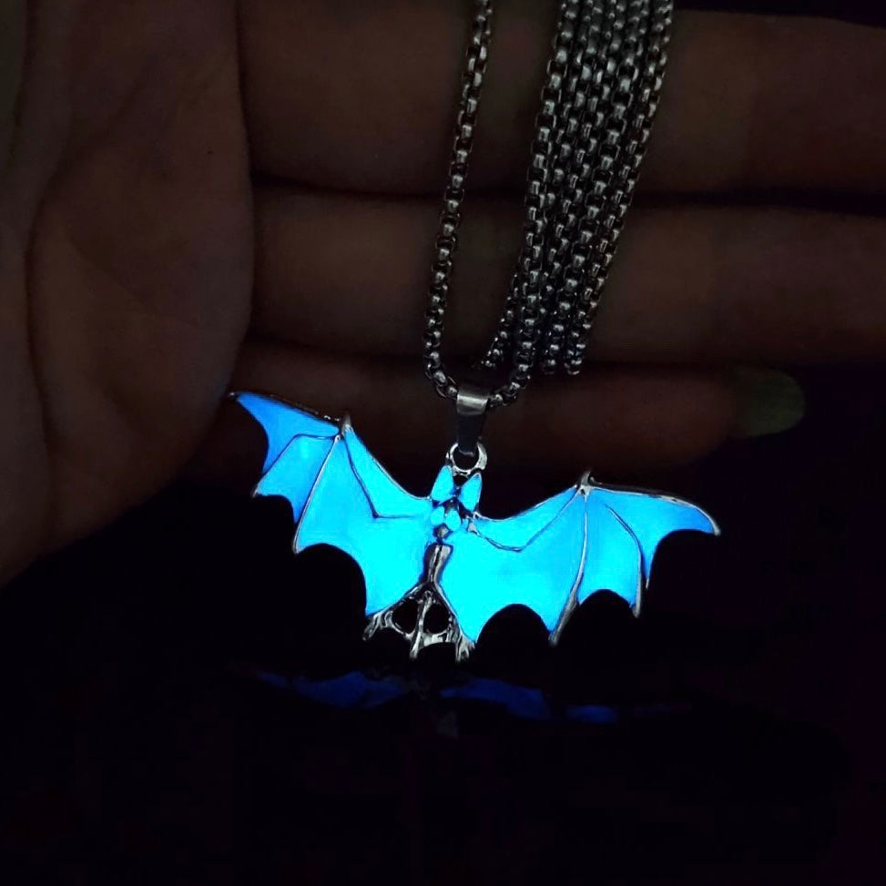 Glow in the Dark Bat Pendant Necklace , Cool Halloween Gift