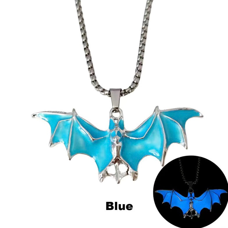 Glow in the Dark Bat Pendant Necklace , Cool Halloween Gift