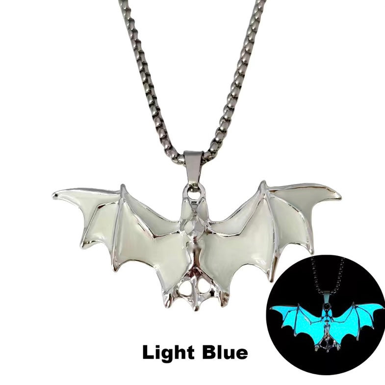 Glow in the Dark Bat Pendant Necklace , Cool Halloween Gift