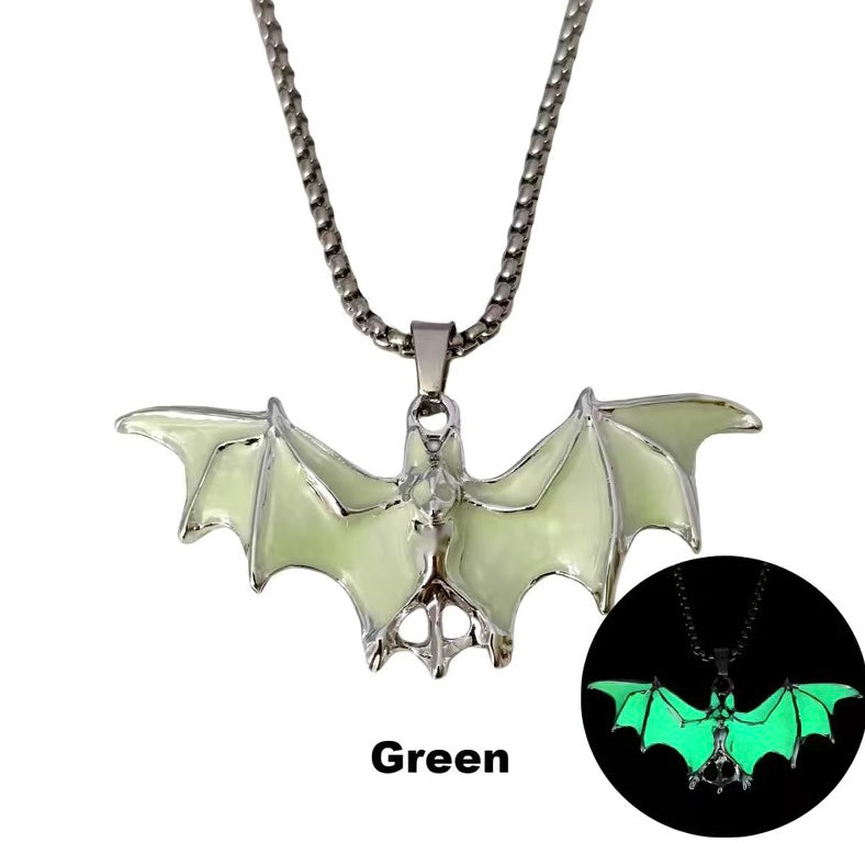 Glow in the Dark Bat Pendant Necklace , Cool Halloween Gift