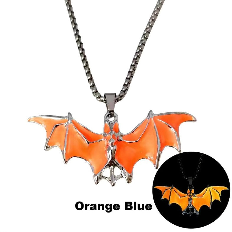 Glow in the Dark Bat Pendant Necklace , Cool Halloween Gift