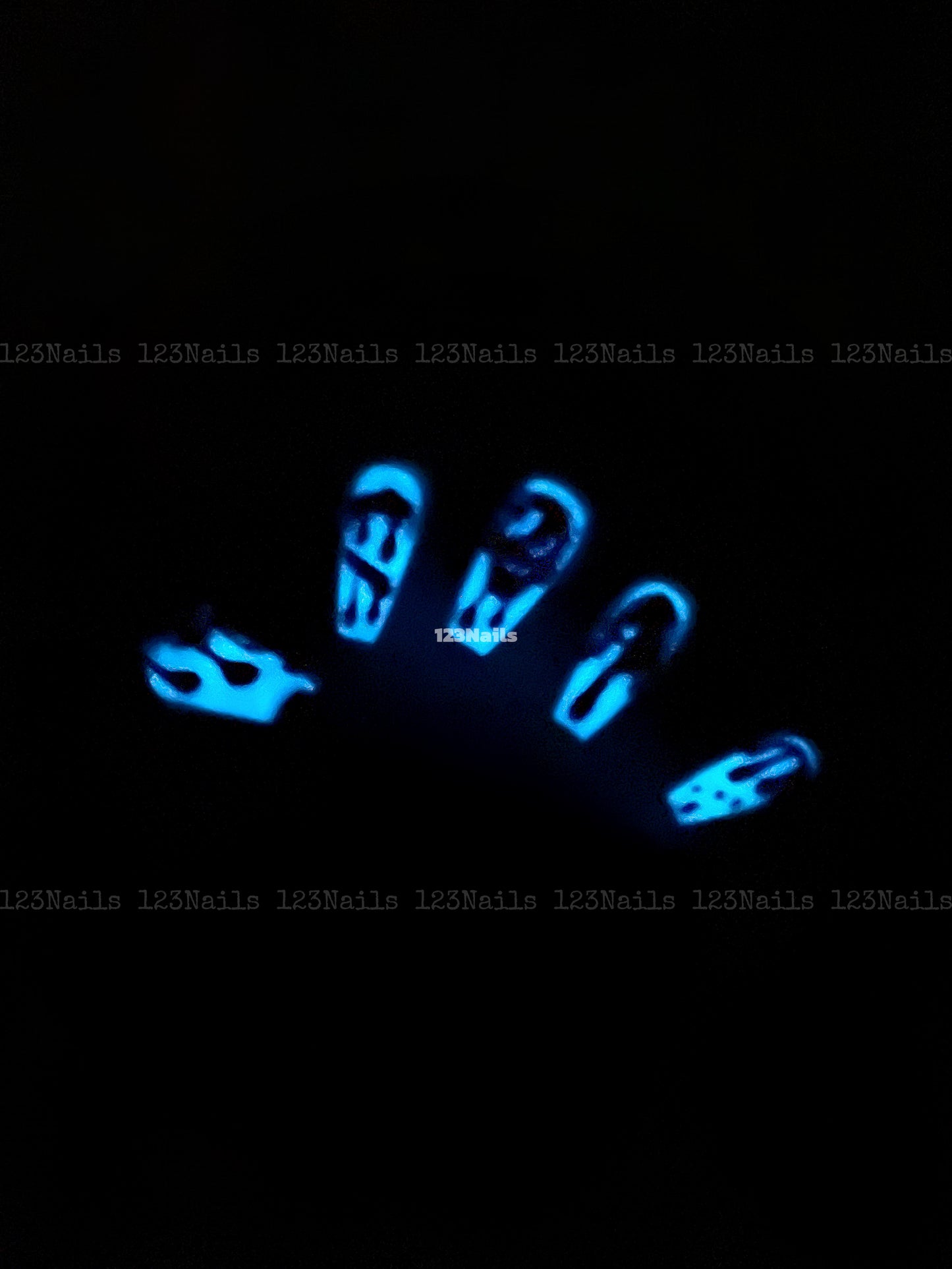 Halloween Lolita Glow in the Dark Handmade Press On Nails, 1 Pair, 10 Pieces