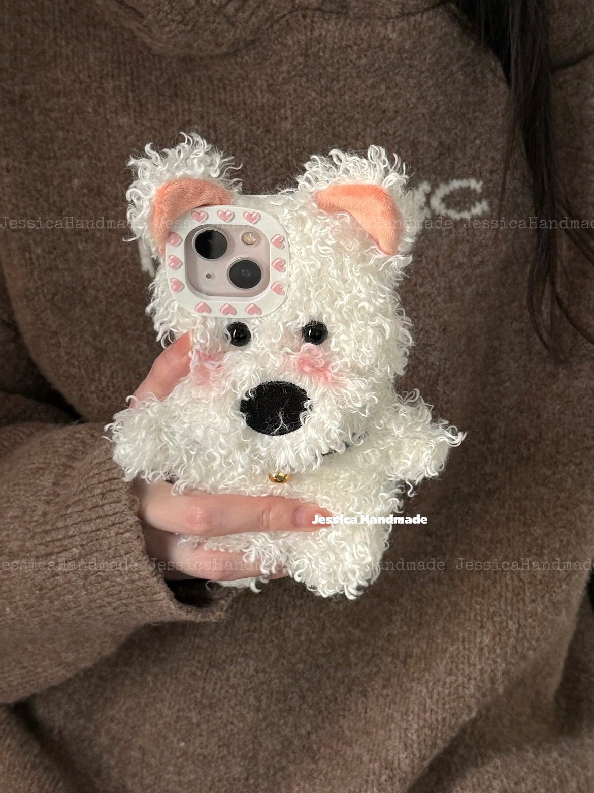 Curly Cute Puppy Phone Case, DIY Finished Product