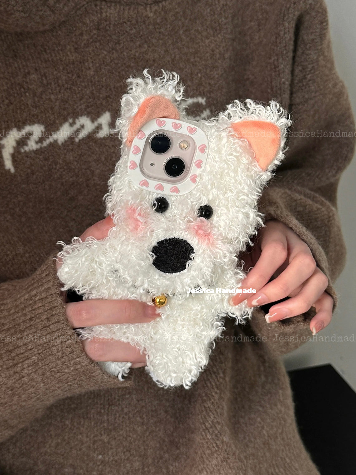 Curly Cute Puppy Phone Case, DIY Finished Product