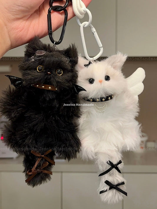 Angel and Devil Kitten Series Accessories, Keychains, Bag Charms, Car Hanging Decorations, DIY Finished Product