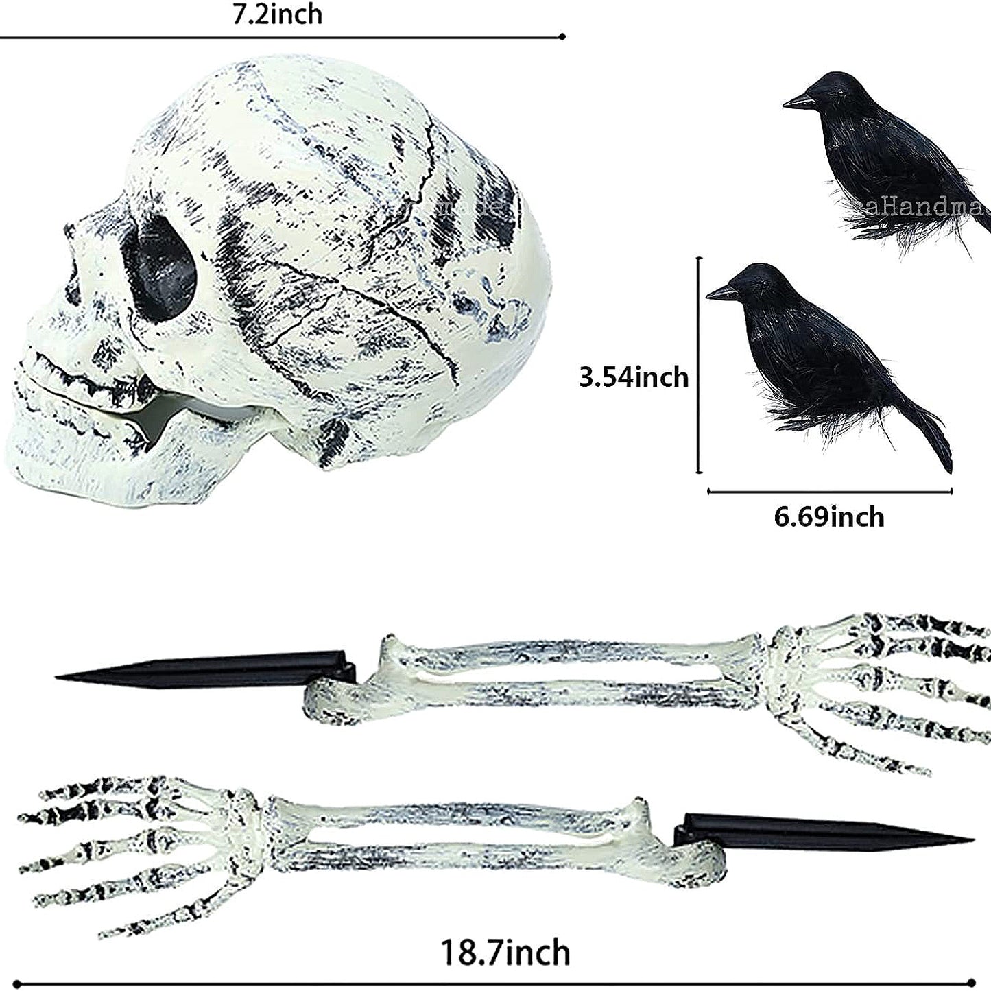 Ground insert skull simulation prop, Ghost hand three piece set