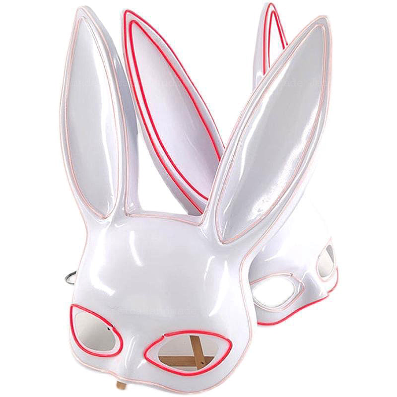 Halloween performance half face rabbit mask, bunny girl glowing prop for costume parties