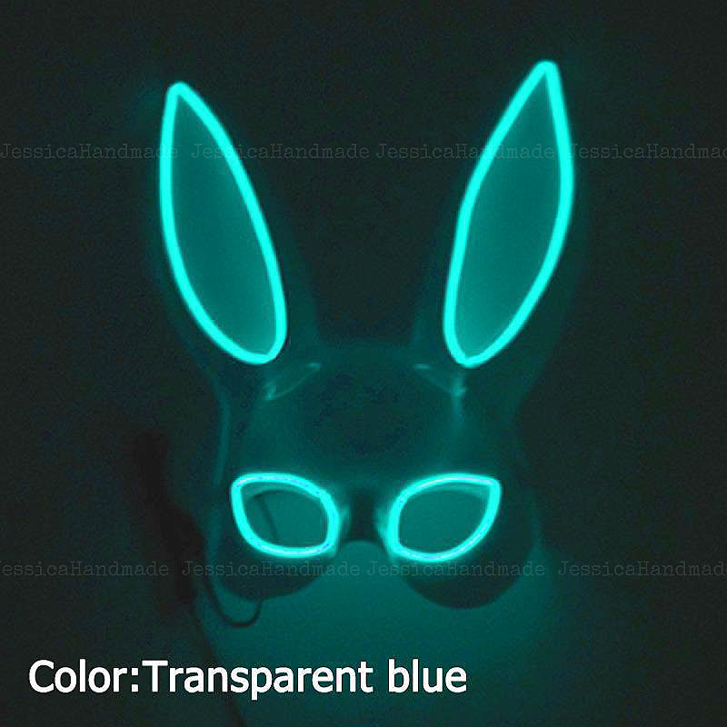 Halloween performance half face rabbit mask, bunny girl glowing prop for costume parties