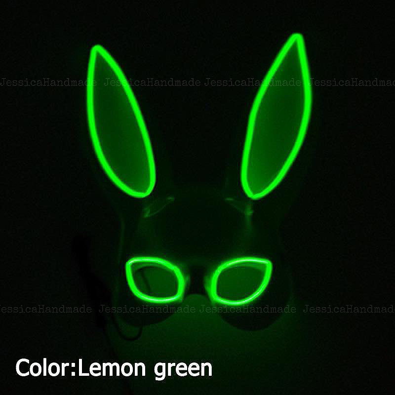 Halloween performance half face rabbit mask, bunny girl glowing prop for costume parties