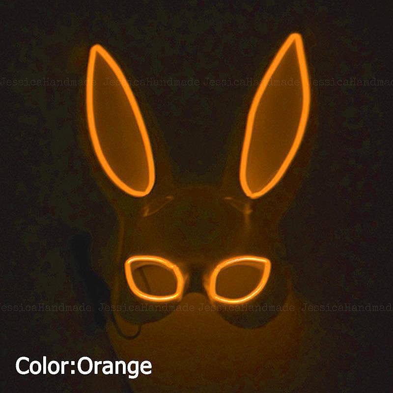 Halloween performance half face rabbit mask, bunny girl glowing prop for costume parties