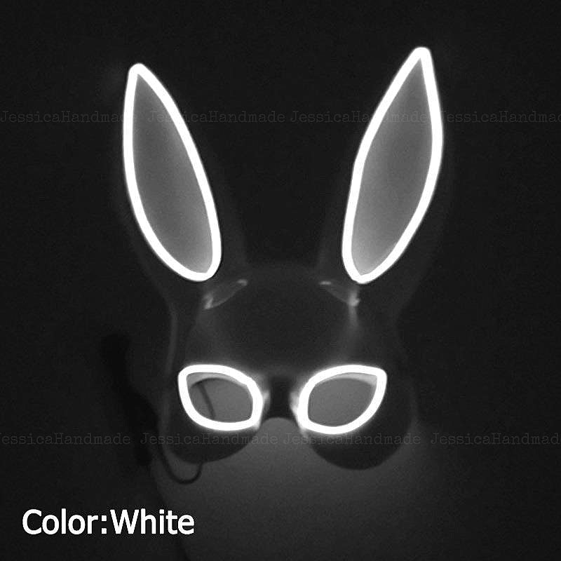 Halloween performance half face rabbit mask, bunny girl glowing prop for costume parties