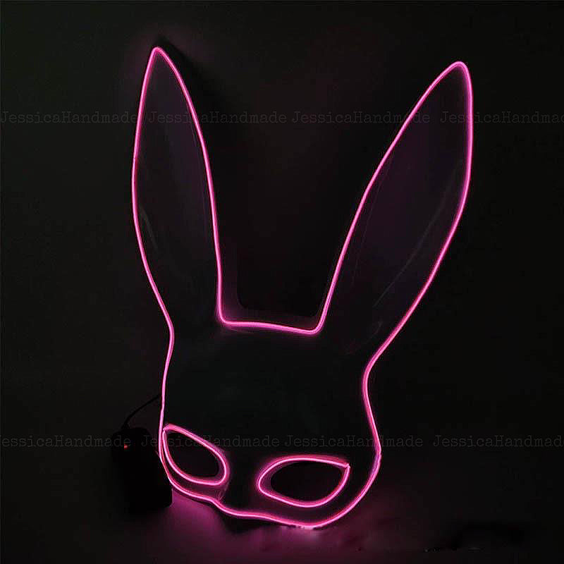 Halloween performance half face rabbit mask, bunny girl glowing prop for costume parties