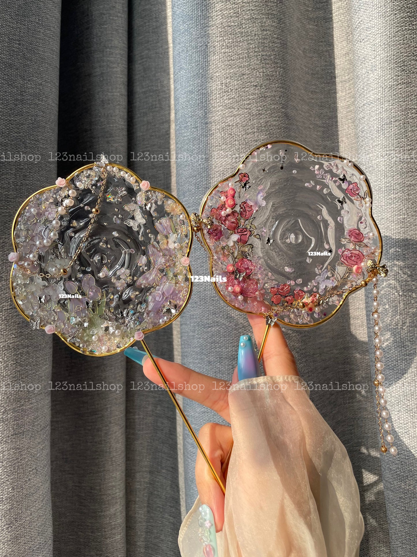 The Moment Of Water, Purple Hand Fan, Flower Decor, Modern Bohemian, Personalized Wedding Gift